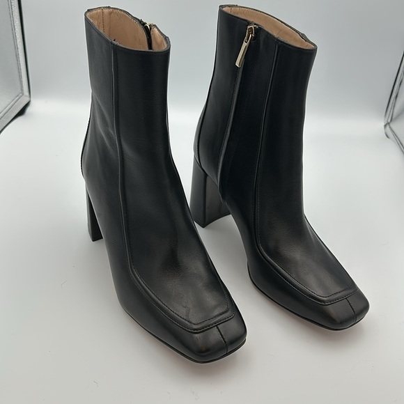 Square-toed ankle boots in Italian leather Sz8.5 - Picture 2 of 11